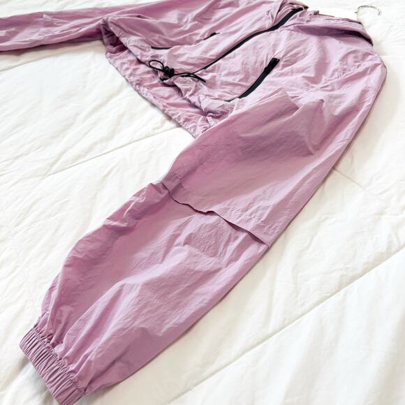 Zara Lavender Purple Cropped Hooded Windbreaker Jacket Size Medium - Picture 5 of 11
